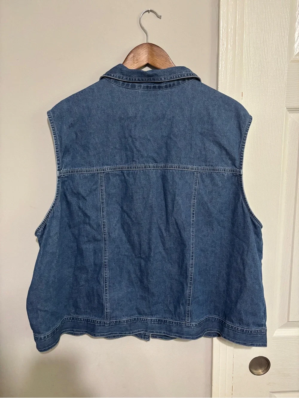 Vintage Bobbie Brooks Denim Vest Embroidered Floral 24 XXXL